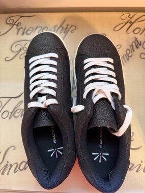 Isaac Mizrahi Glittery Black Sneakers with White Laces